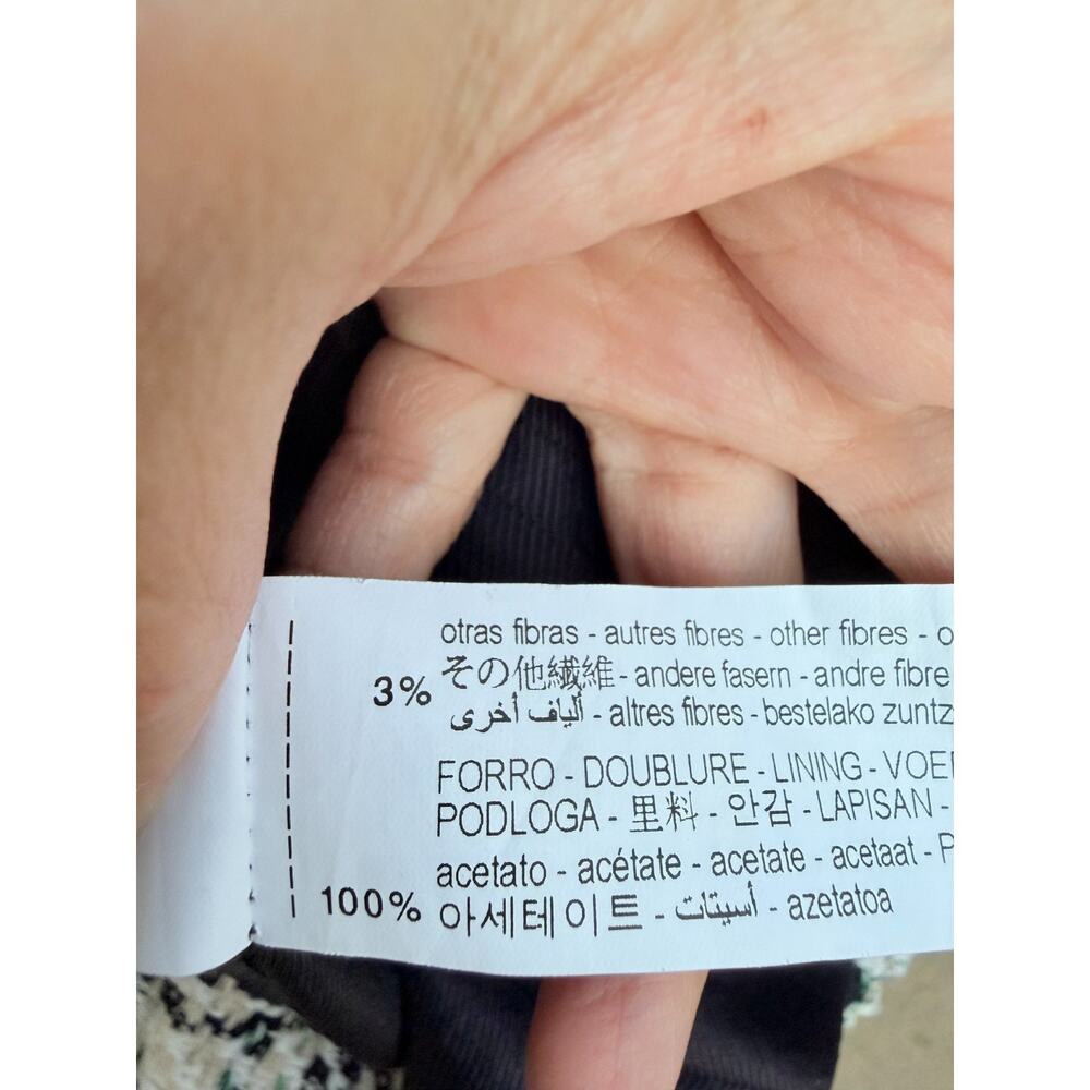 ZARA Women Tweed Plaid Bomber Jacket Zip Front Sz L Old Money Preppy Academia - Picture 11 of 13